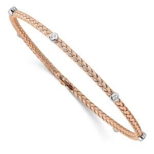 Silver Rose Gold-plated C.Z Polished Bangle