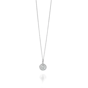 Silver Round Cubic Zirconia Pave Surround Pendant P3962C