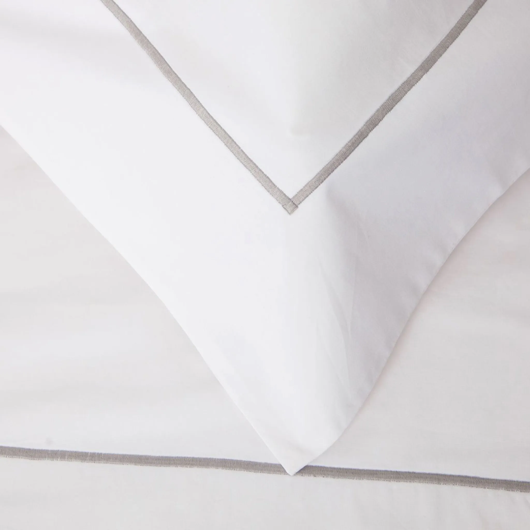 Silver Row Cord Cotton Percale Duvet Cover