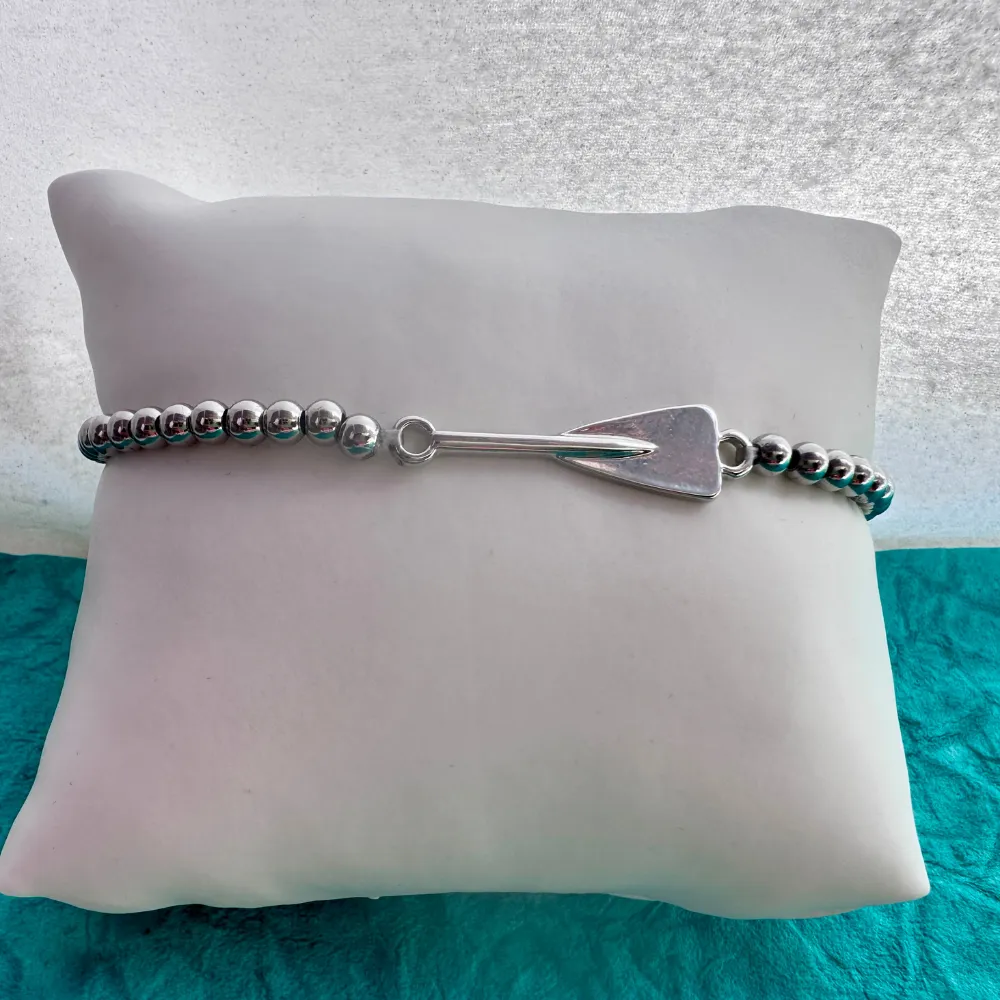 Silver Rowing Beaded Charm Bracelet