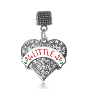 Silver Scarlet Red and Olive Green Little Pave Heart Memory Charm