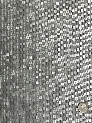 Silver Sequin & Beads On Silk Chiffon JEC-073-8 Fabric