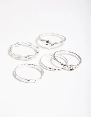 Silver Serpent & Evil Eye Rings 5-Pack