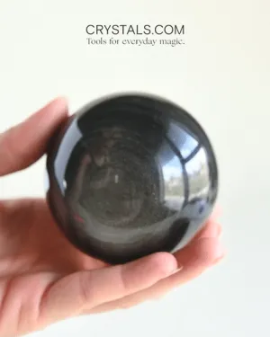 SIlver Sheen Black Obsidian Sphere