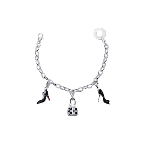 Silver Shoes and Handbag Charm Bracelet