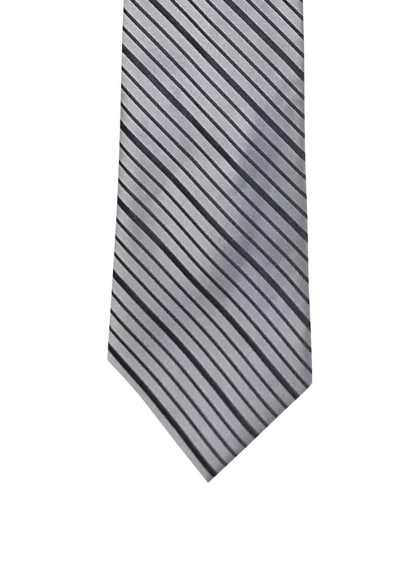 Silver Thin Striped Tie