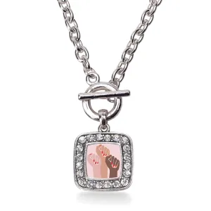 Silver Womens March - Unite! Square Charm Toggle Necklace