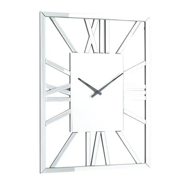 Silver Wood Glam Wall Clock, 32" x 2" x 24"