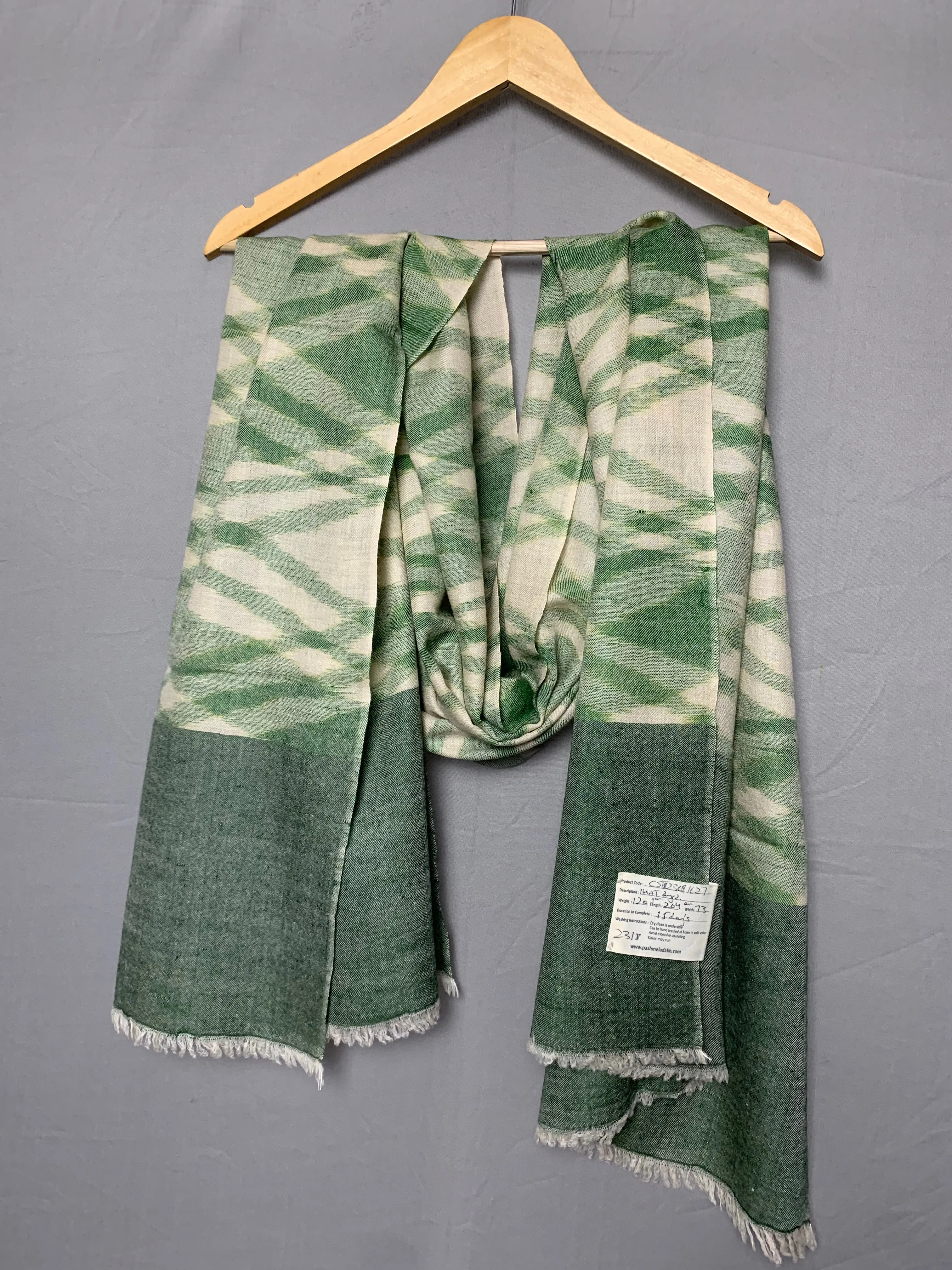 Simar Sea Green Ikat Dyed Cashmere Stole