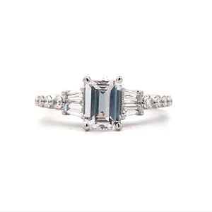 Simon G. White Gold Emerald Cut Diamond Engagement Ring