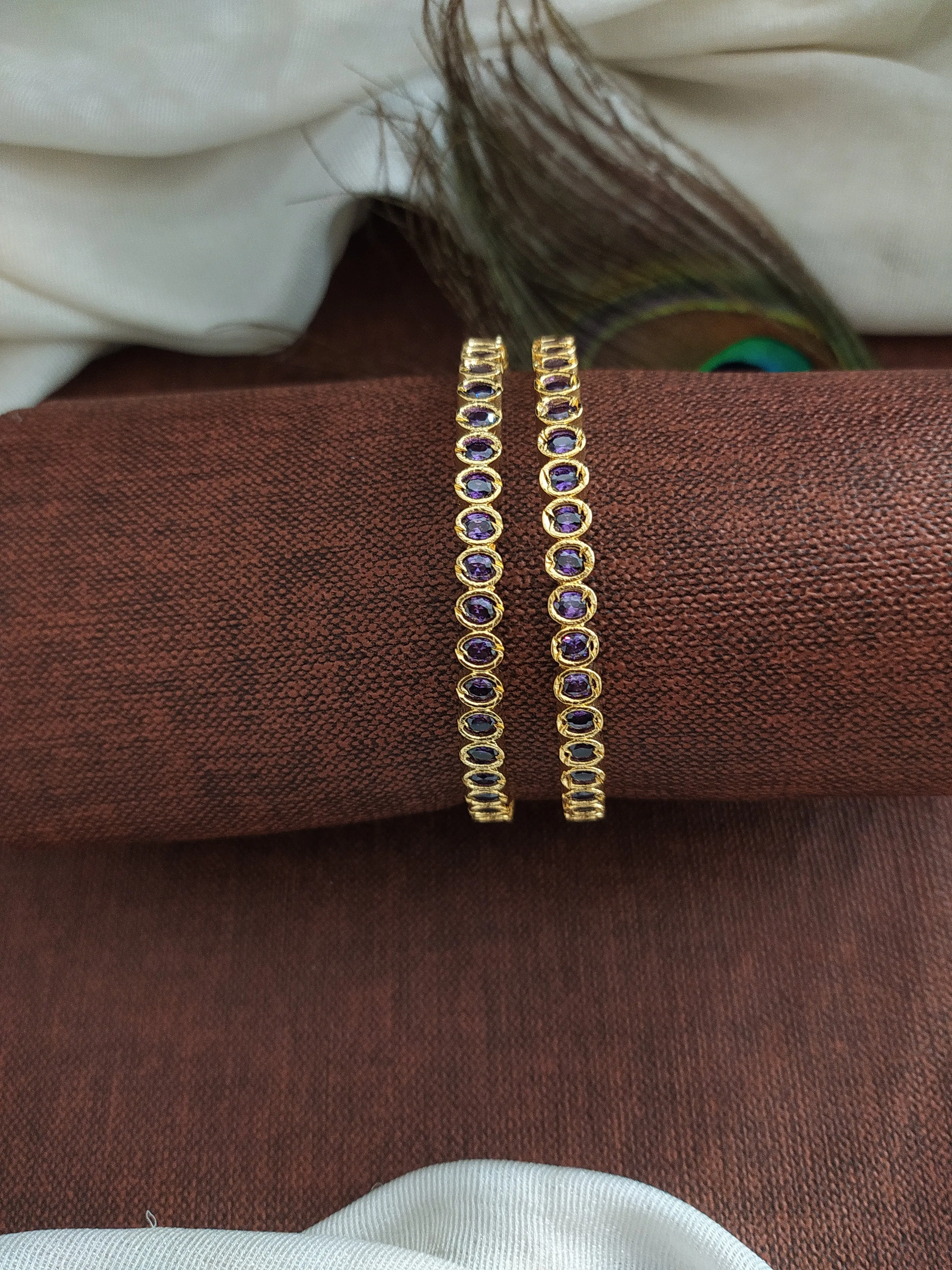 Simple And Elegant Gold Plated Zircon Bangles