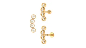 Simple Moissanite Gold Curved Helix Earring