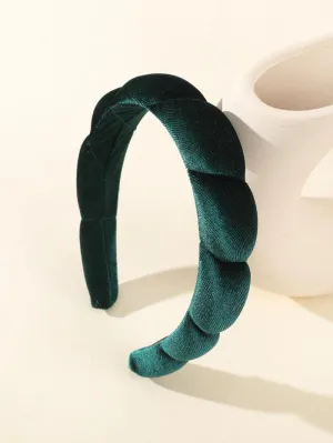 Simple Plain Letter Patch Velvet Fluffy Soft Sponge Headband, Daily Casual Versatile Hair Accessories for Women and Girls