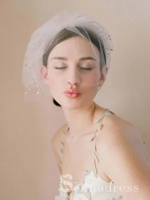 Simple Vintage-Inspired Birdcage Veils Ivory Blusher Veil ALC016