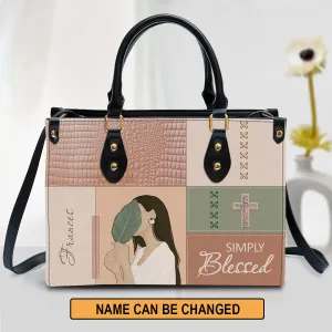 Simply Blessed Adorable Personalized Christian Leather Handbag Christ Gifts For Religious Women