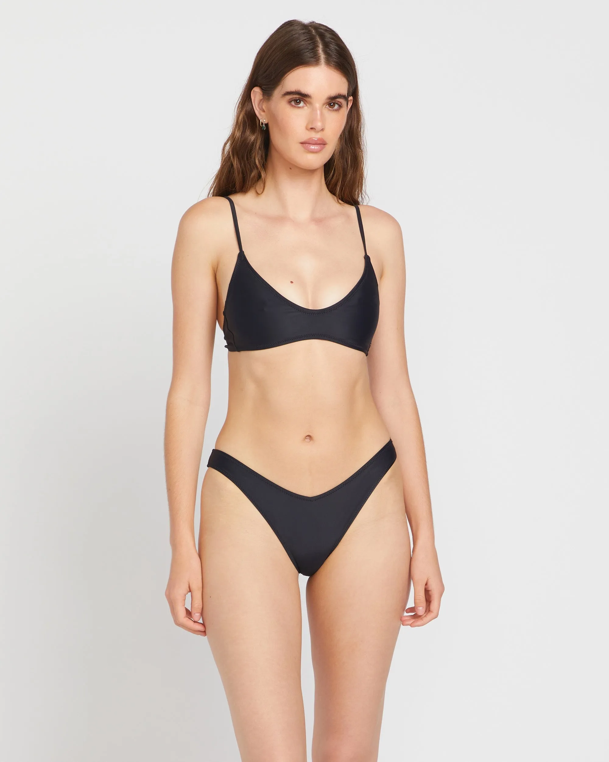 Simply Solid Crop Bikini Top - Black