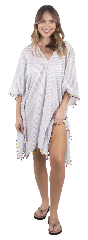 Simply Southern Striped Pom Pom beach coverup