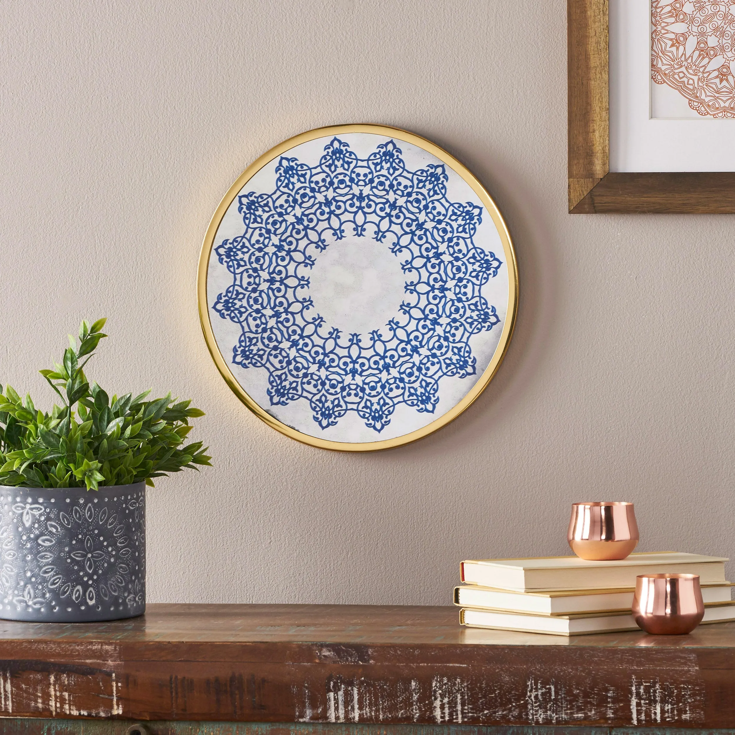 Sinaya Oriental Round Tempered Glass Wall Accessory