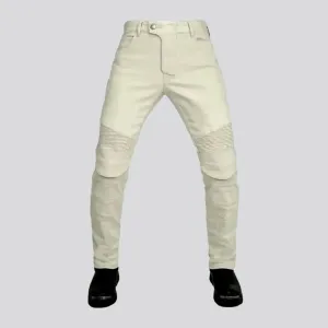 Single-color high rise motorcycle jeans for men