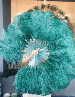 Single layer Teal Beginner’s Ostrich Feather Fan 25"x 45"