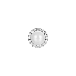 Single Moissanite Pearl Stud Earring