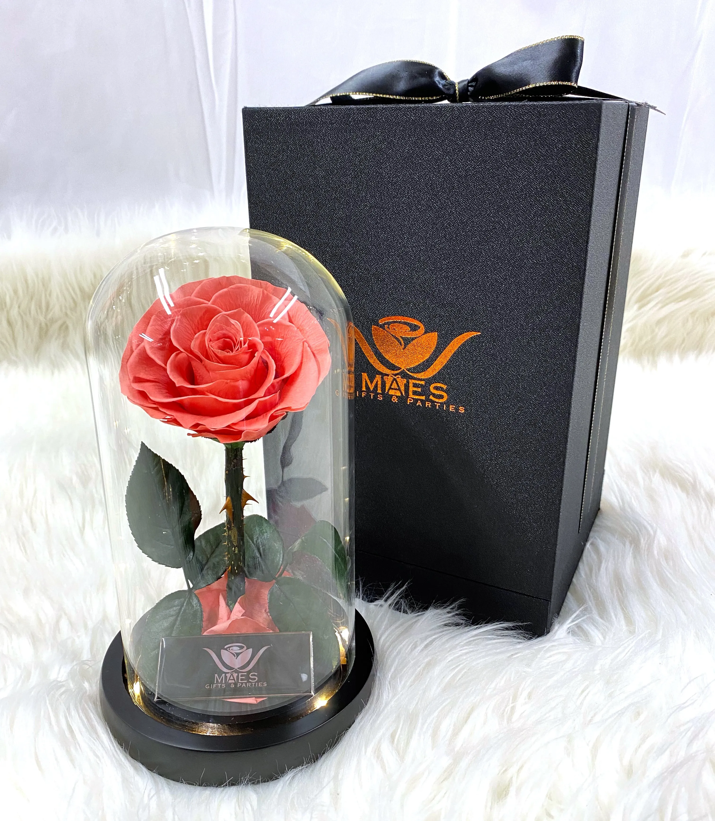 Single Preserved Rose -Tall | Deep Peach