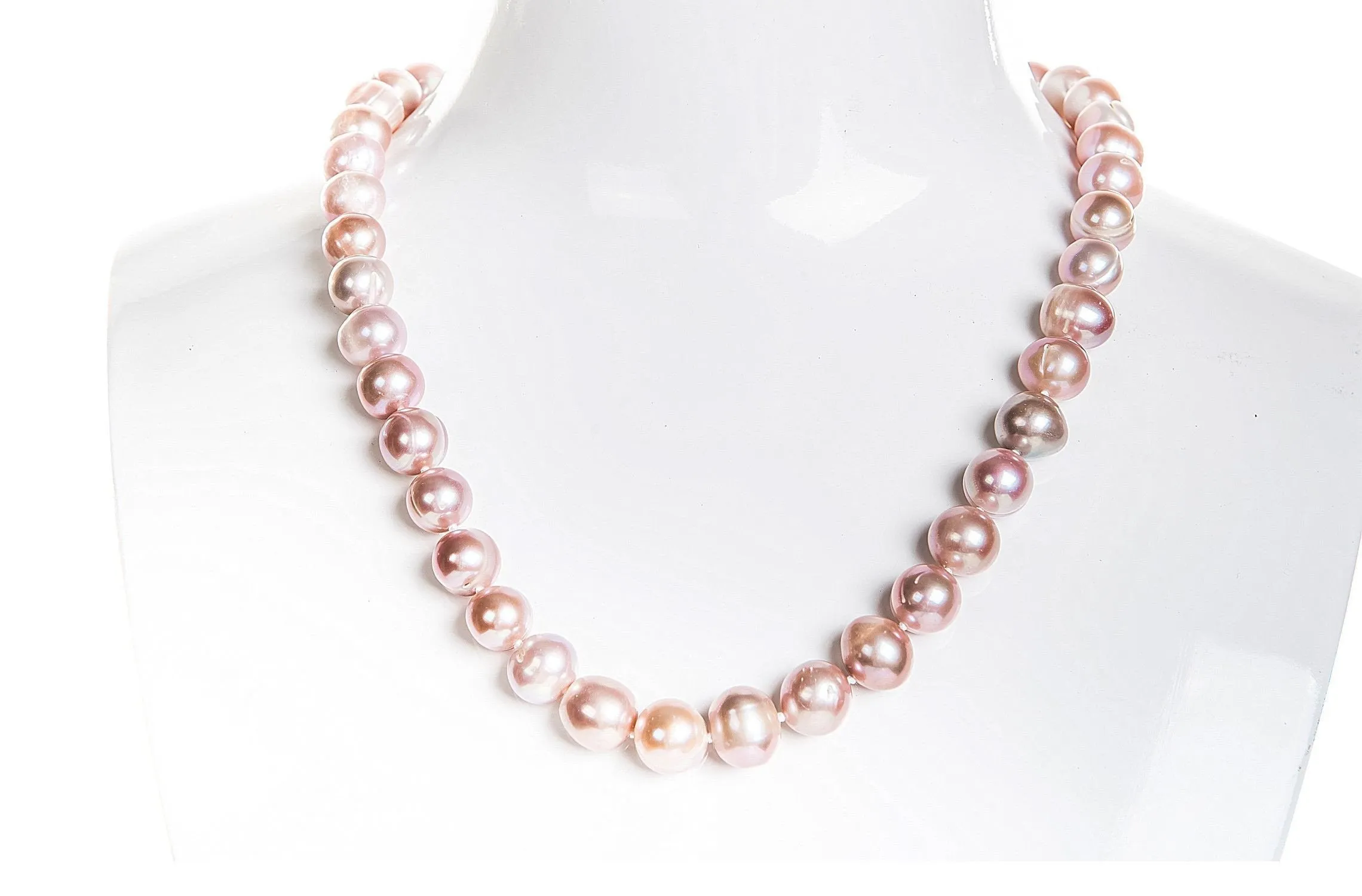 Single Strand Purple Freshwater Pearl Necklace and Bracelet Set 9-10mm