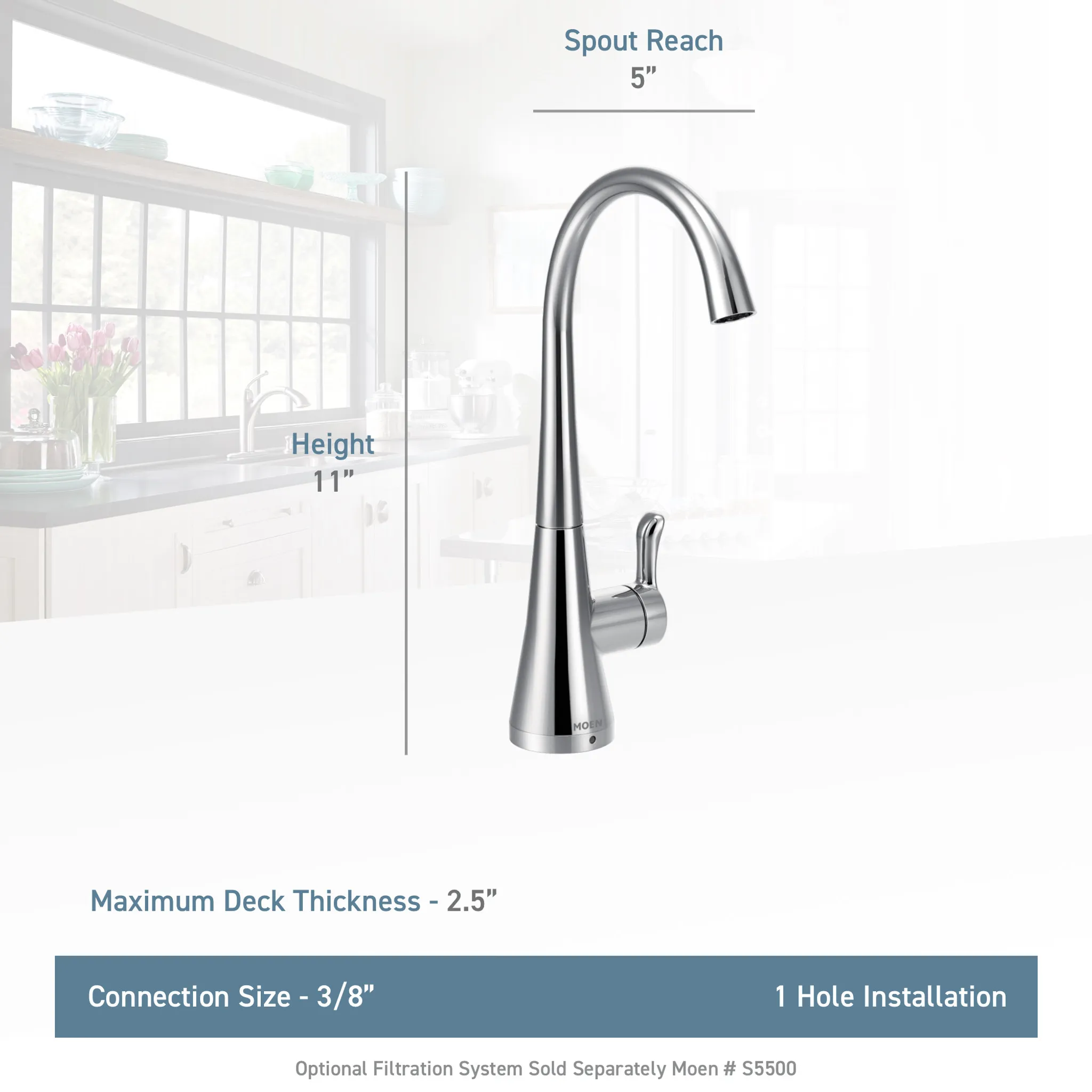 Sip Transitional Chrome One-Handle High Arc Beverage Faucet