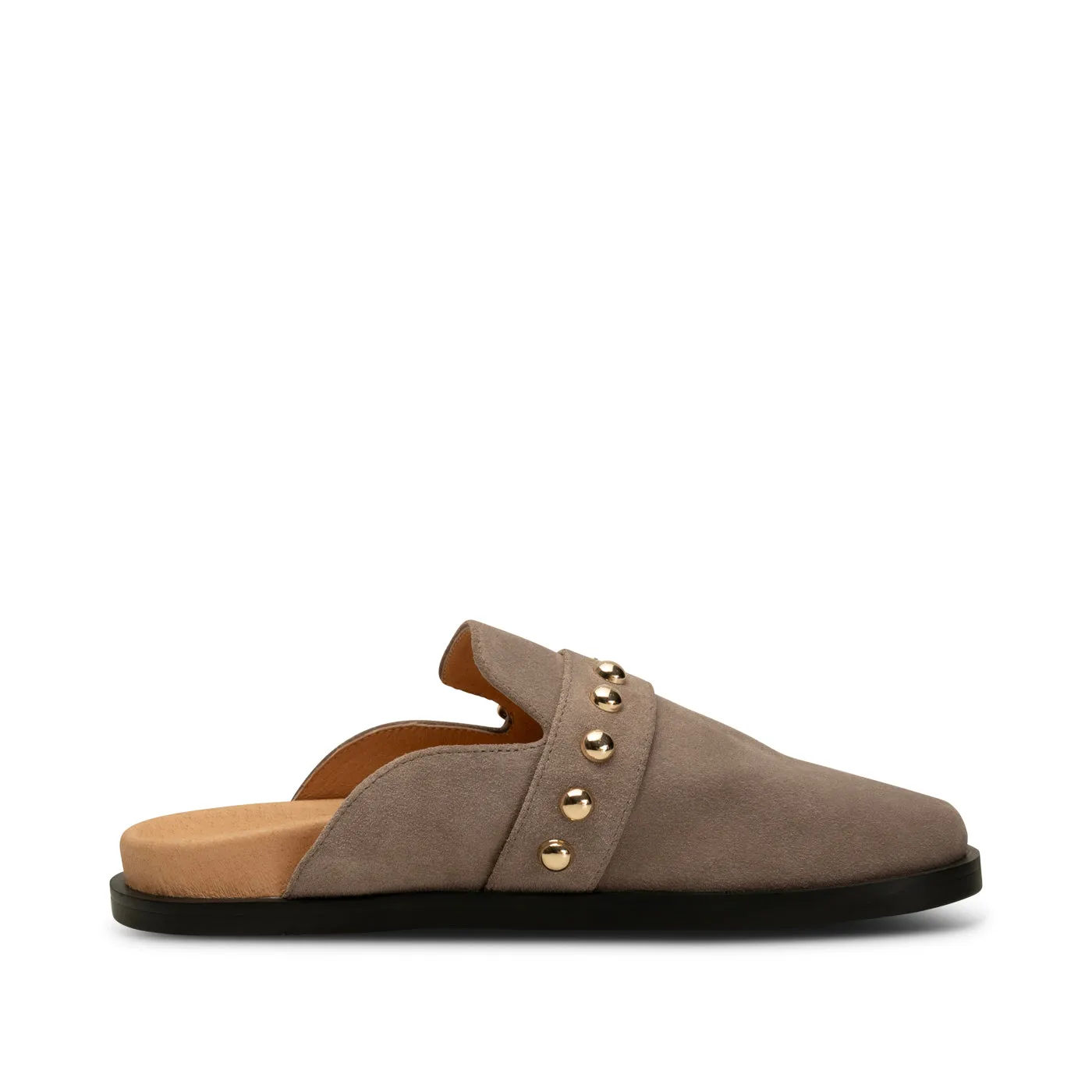 Siri Buckle Clog Suede - TAUPE