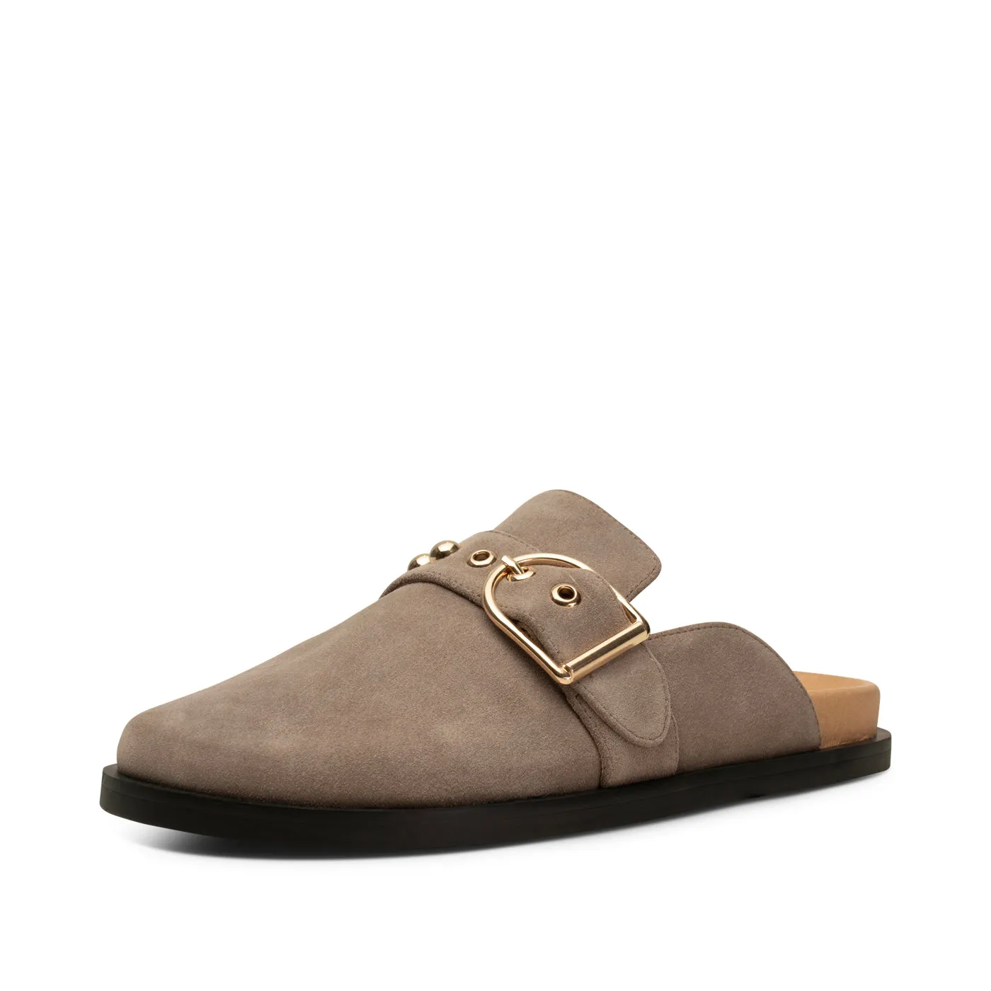 Siri Buckle Clog Suede - TAUPE