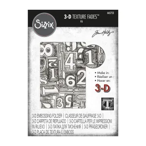 Sizzix 3D Texture Fades Embossing Folder By Tim Holtz - Numbered