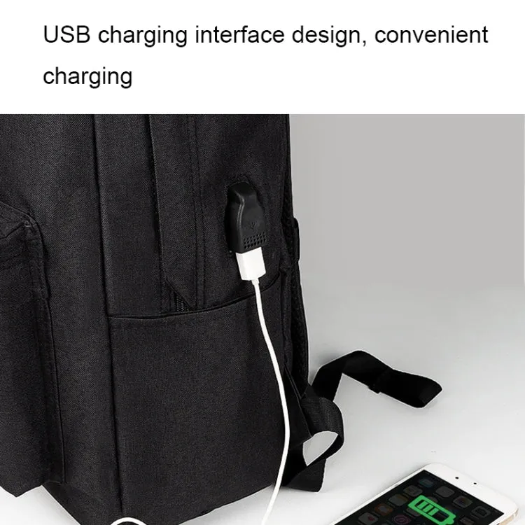 SJ15 Casual Waterproof Backpack with USB Charging Function(Grey)