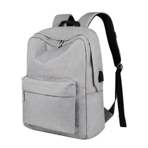 SJ15 Casual Waterproof Backpack with USB Charging Function(Grey)