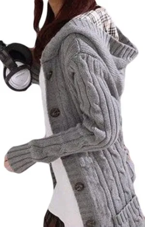 SKCUTE Mid-Long Sweaters Warm Knitted Bleted Casual Gray One Size Colorful