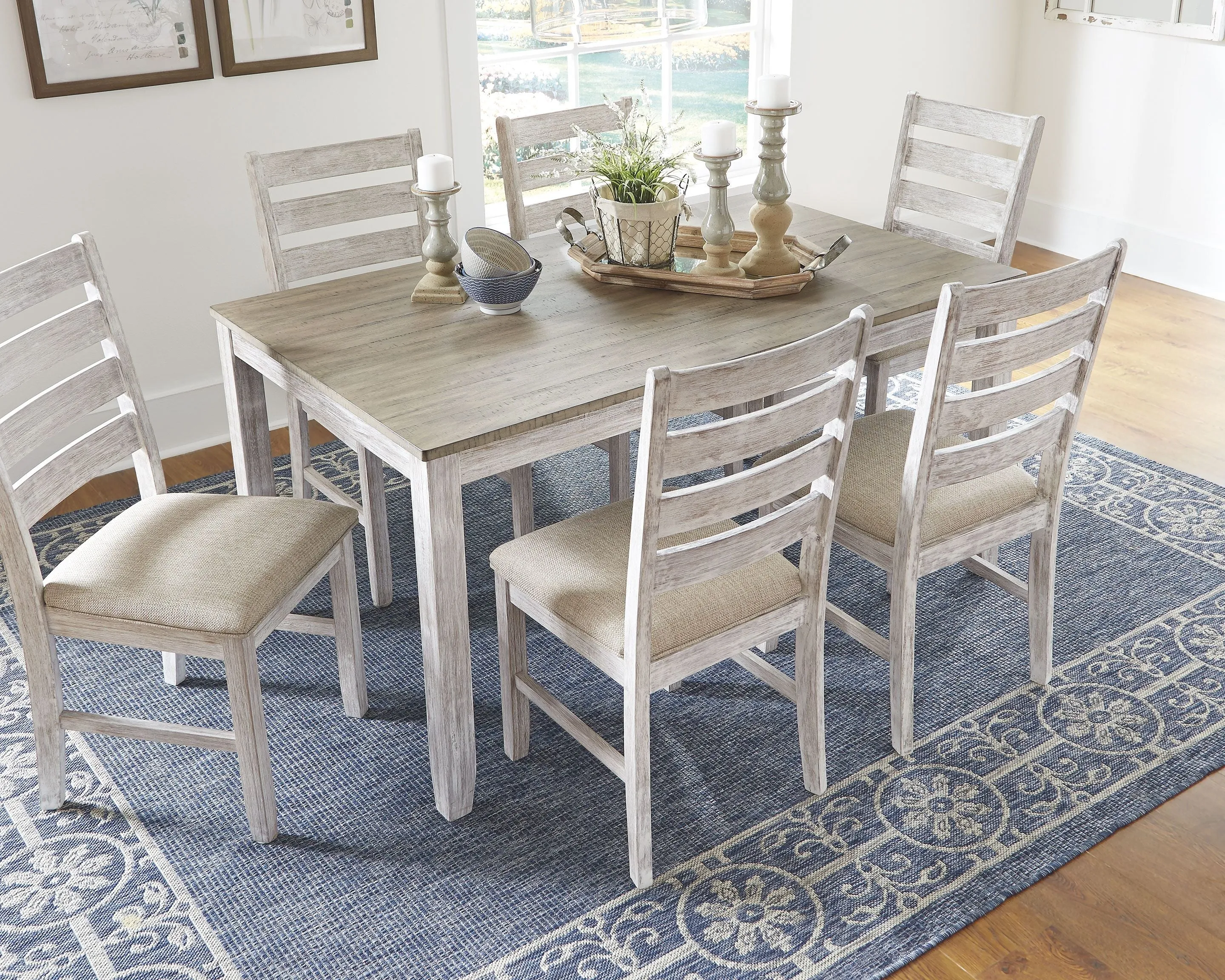 Skempton - White - Dining Room Table Set (Set of 7)