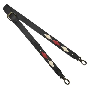 Skinny Black Leather Strap w/ Cream & Burgundy Stitching by Pampeano