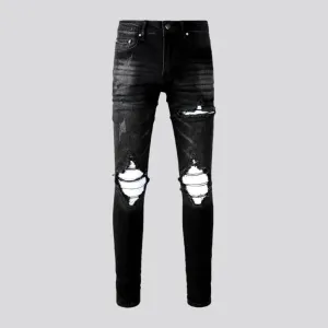 Skinny fit distressed vintage men's jeans