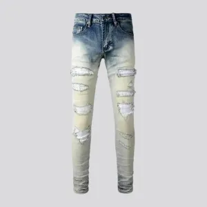 Skinny fit fashion grunge men's jeans