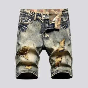 Skinny fit over dyed denim shorts for men