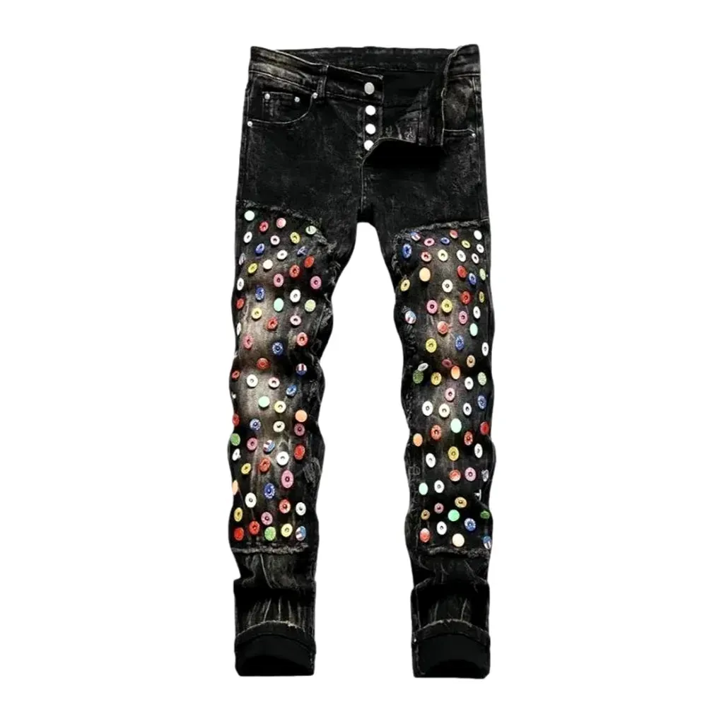 Skinny fit vintage acid wash jeans for men