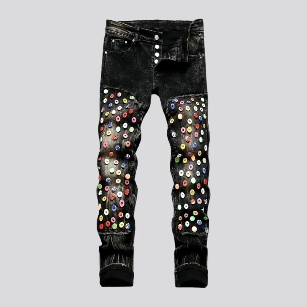 Skinny fit vintage acid wash jeans for men