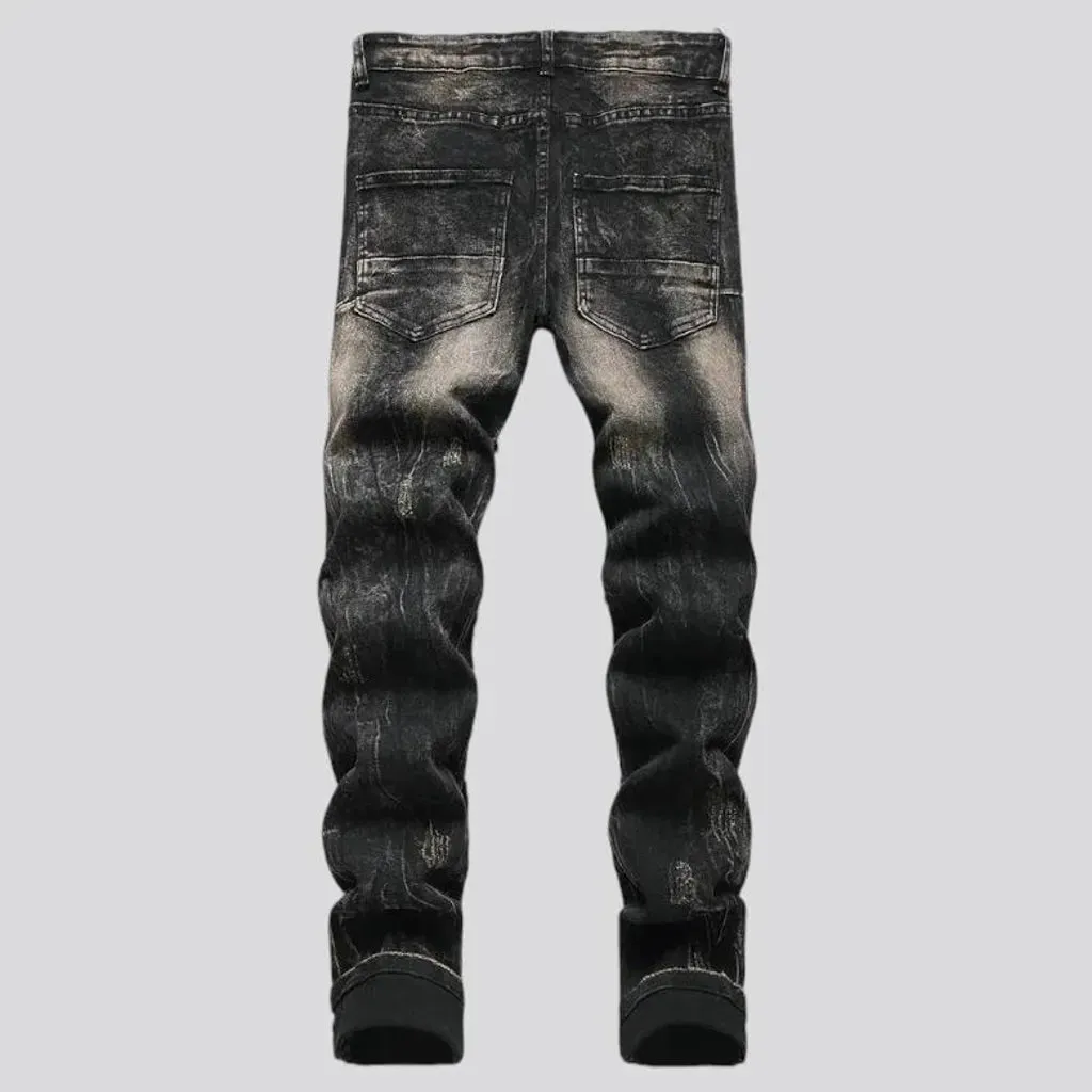 Skinny fit vintage acid wash jeans for men