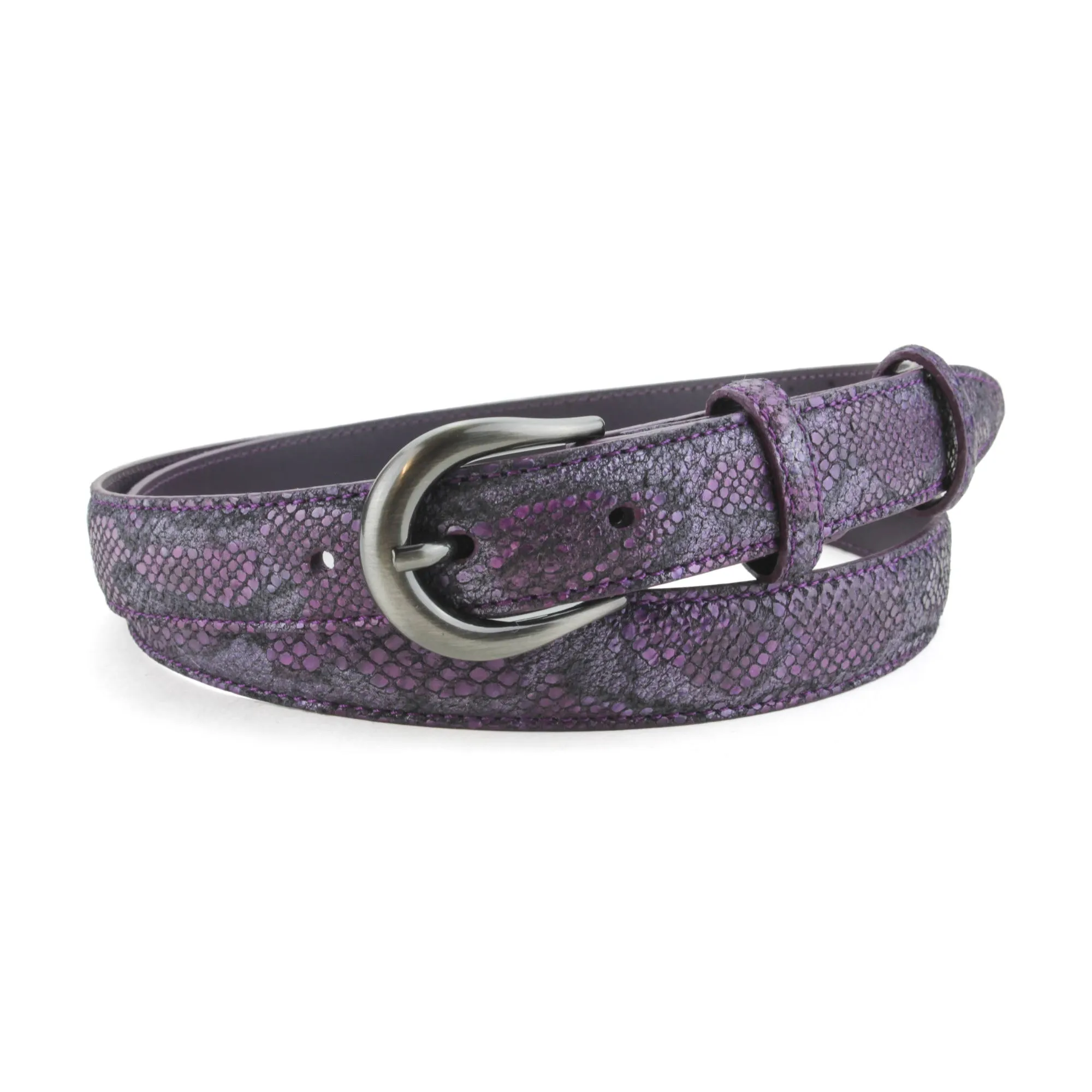 Skinny Grape Metallic Python Effect Belt