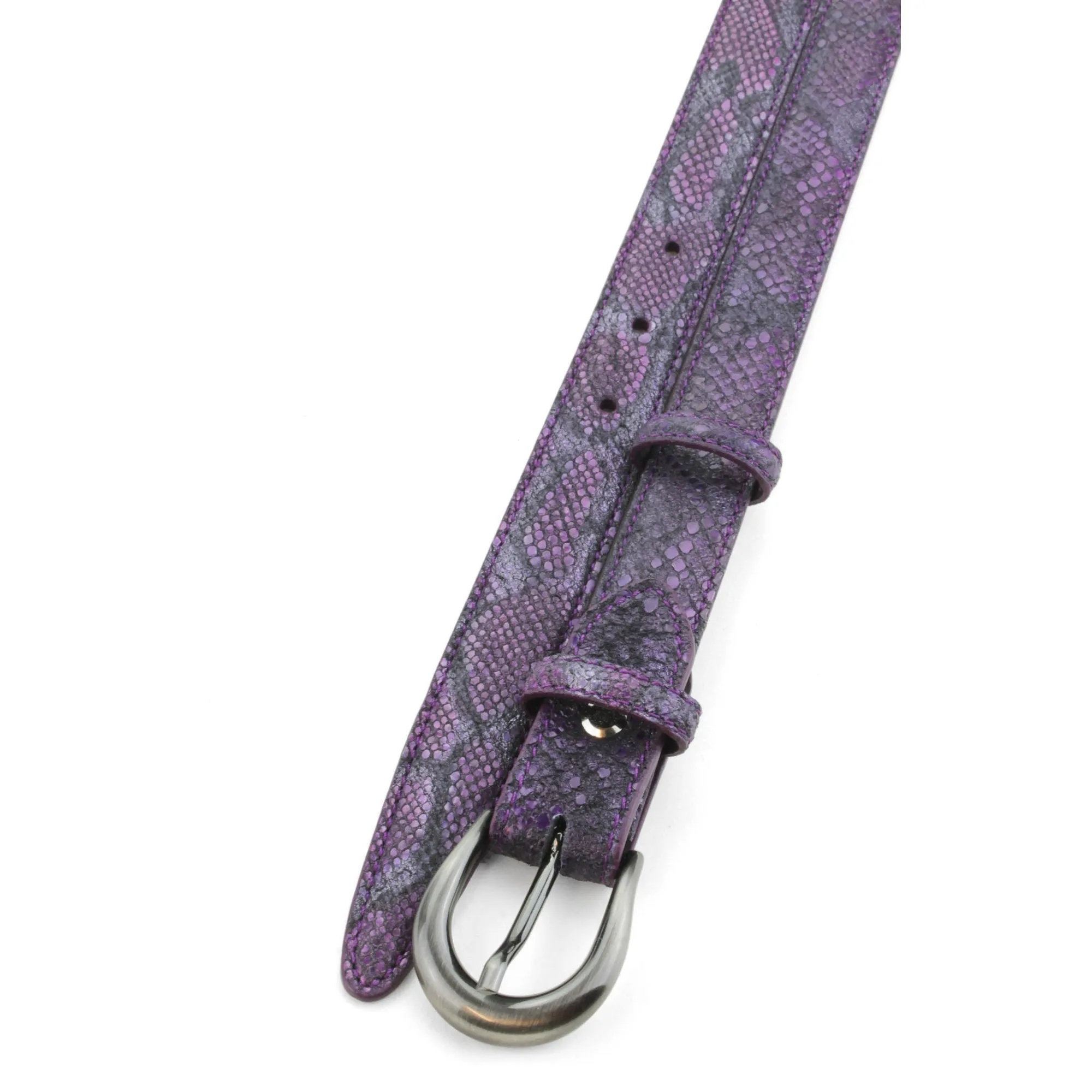 Skinny Grape Metallic Python Effect Belt