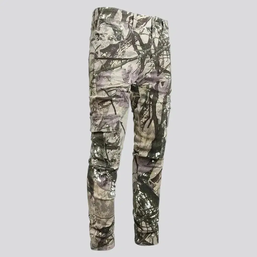 Skinny men's jungle-print jeans