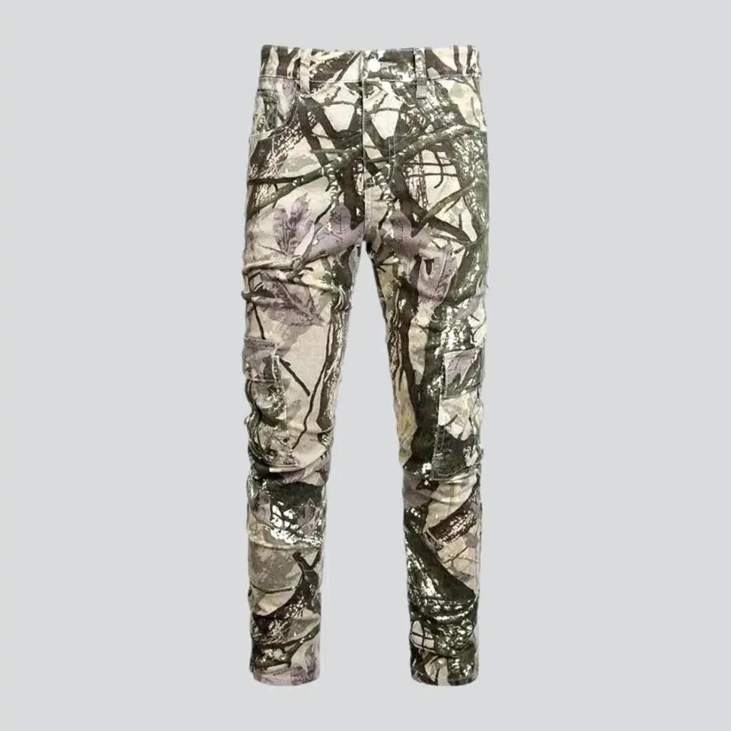 Skinny men's jungle-print jeans