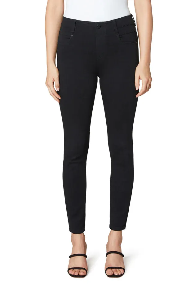 SKINNY PULL ON MID RISE BLACK GLIDER JEAN