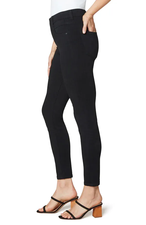 SKINNY PULL ON MID RISE BLACK GLIDER JEAN