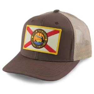 Skinny Water Culture Cracker 6 Panel Mesh Back Hat/Brown-Khaki