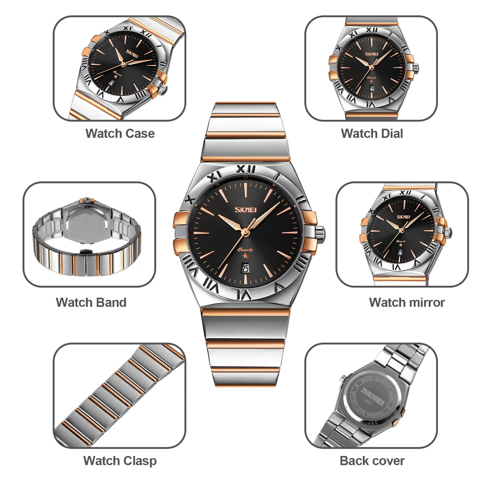 SKMEI 9257 Luxury Stainless Steel Quartz Watch for Men